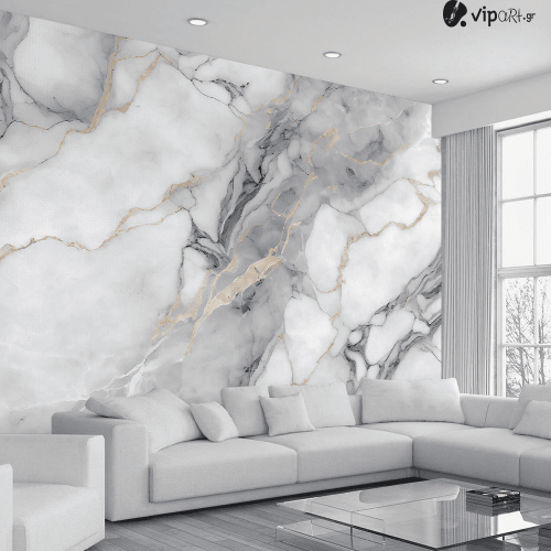 Αυτοκόλλητη Ταπετσαρία Τοίχου Grey and Golden Marble
