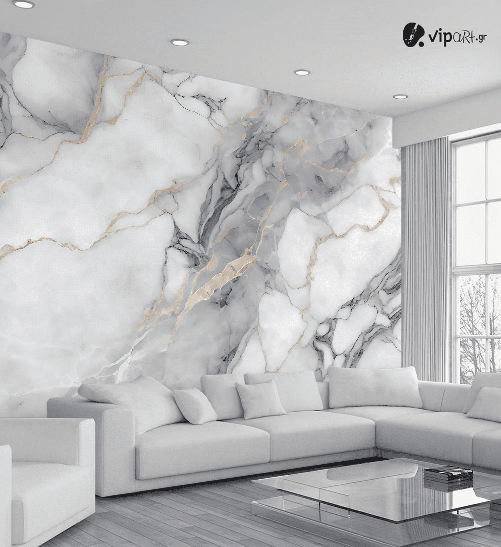 Αυτοκόλλητη Ταπετσαρία Τοίχου Grey and Golden Marble