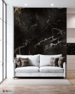 Αυτοκόλλητη Ταπετσαρία Τοίχου Black and Golden Marble