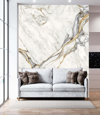 Αυτοκόλλητη Ταπετσαρία Τοίχου Silver and Golden Marble