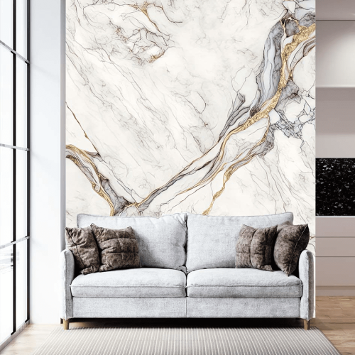 Αυτοκόλλητη Ταπετσαρία Τοίχου Silver and Golden Marble