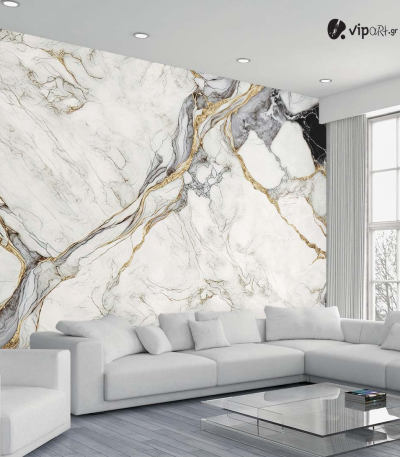 Αυτοκόλλητη Ταπετσαρία Τοίχου Silver and Golden Marble