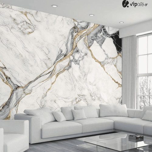 Αυτοκόλλητη Ταπετσαρία Τοίχου Silver and Golden Marble