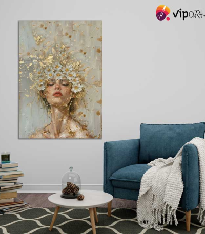 Πίνακας σε Καμβά Golden Flowers Portrait