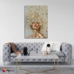 Πίνακας σε Καμβά Golden Flowers Portrait