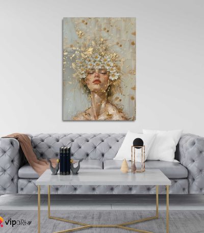 Πίνακας σε Καμβά Golden Flowers Portrait