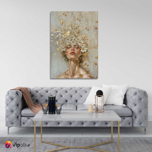 Πίνακας σε Καμβά Golden Flowers Portrait