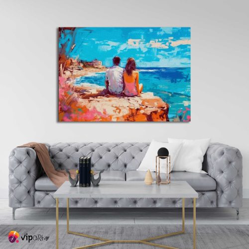 Πίνακας σε Καμβά Painting of Couple at the Beach
