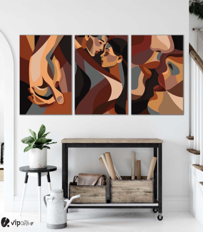 Σύνθεση Με Πίνακες Καμβάδες 60x40 - 3 Τεμάχια - Abstract Love