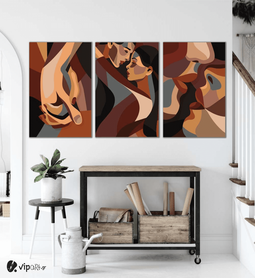 Σύνθεση Με Πίνακες Καμβάδες 60x40 - 3 Τεμάχια - Abstract Love