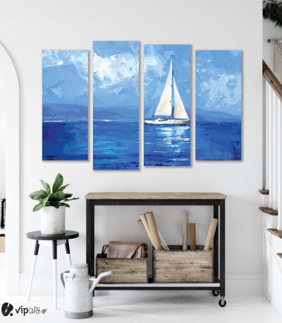 Πίνακας Καμβάς Τετράπτυχος Oil Painting of Boat