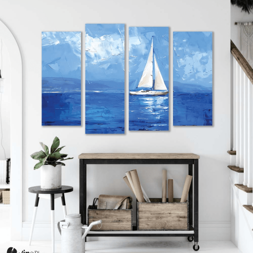 Πίνακας Καμβάς Τετράπτυχος Oil Painting of Boat