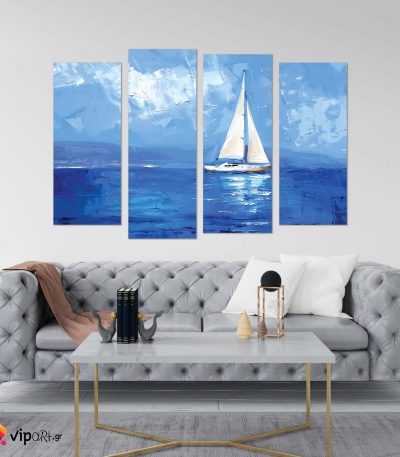 Πίνακας Καμβάς Τετράπτυχος Oil Painting of Boat