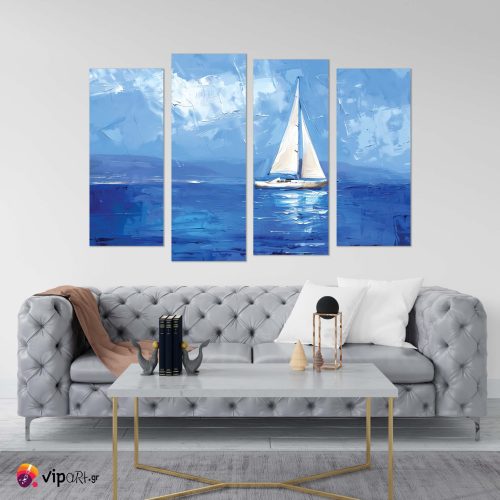 Πίνακας Καμβάς Τετράπτυχος Oil Painting of Boat