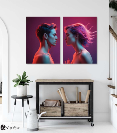 Σύνθεση με πίνακες Καμβάδες : Before the Kiss- 2 Τεμάχια 70x50