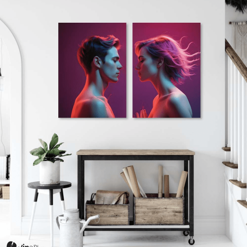 Σύνθεση με πίνακες Καμβάδες : Before the Kiss- 2 Τεμάχια 70x50