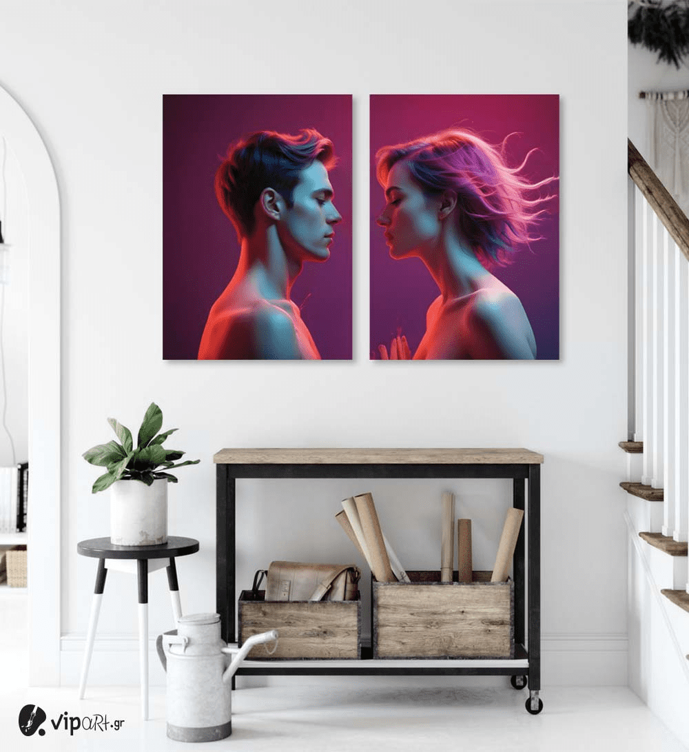 Σύνθεση με πίνακες Καμβάδες : Before the Kiss- 2 Τεμάχια 70x50