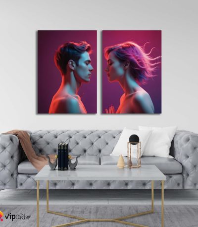 Σύνθεση με πίνακες Καμβάδες : Before the Kiss- 2 Τεμάχια 70x50