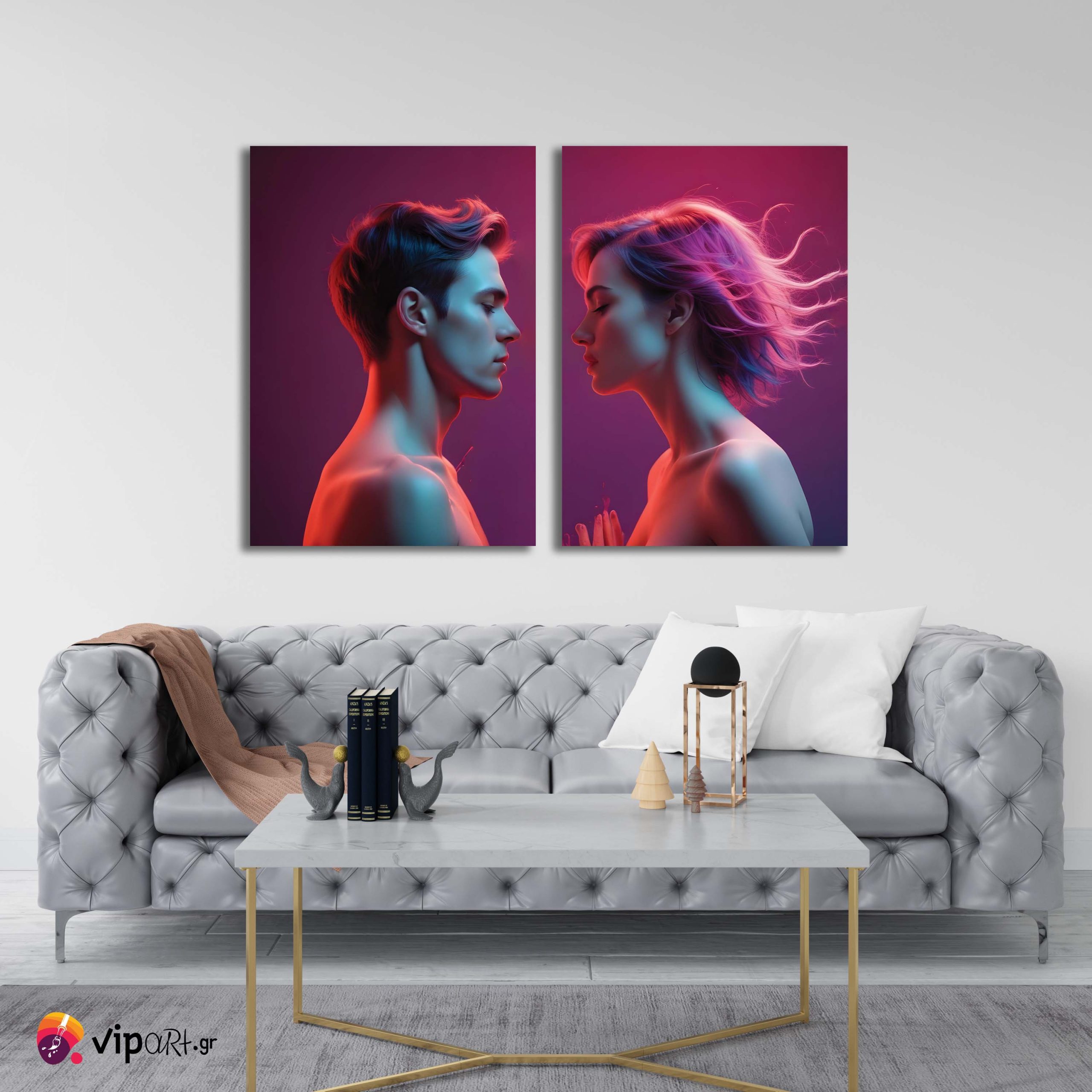 Σύνθεση με πίνακες Καμβάδες : Before the Kiss- 2 Τεμάχια 70x50