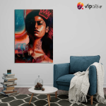 Πίνακας σε Καμβά Lady and Tigers Art