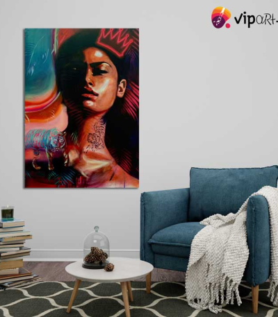 Πίνακας σε Καμβά Lady and Tigers Art