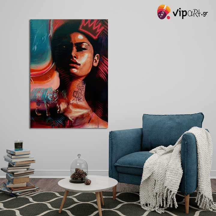Πίνακας σε Καμβά Lady and Tigers Art