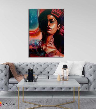 Πίνακας σε Καμβά Lady and Tigers Art
