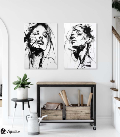 Σύνθεση με πίνακες Καμβάδες : Ink Art- 2 Τεμάχια 70x50