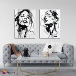 Σύνθεση με πίνακες Καμβάδες : Ink Art- 2 Τεμάχια 70x50