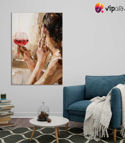 Πίνακας σε Καμβά Woman Holding a Glass of Wine