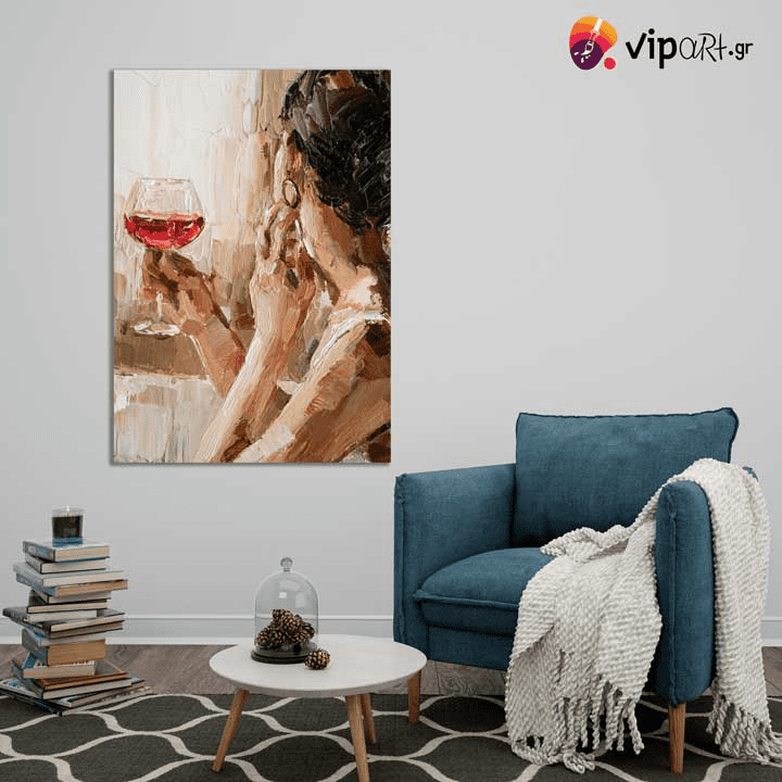 Πίνακας σε Καμβά Woman Holding a Glass of Wine