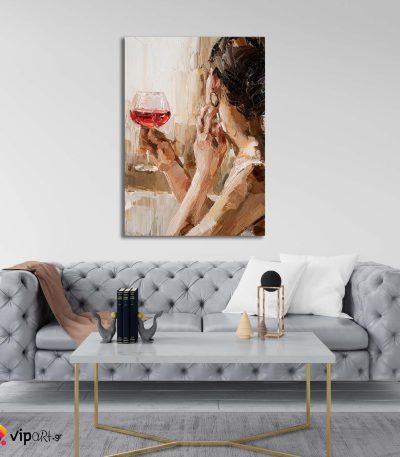 Πίνακας σε Καμβά Woman Holding a Glass of Wine