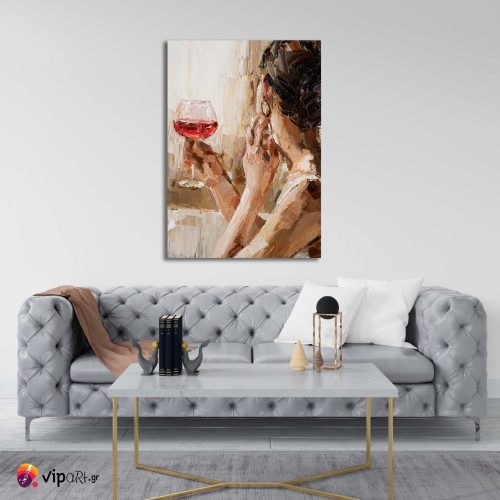 Πίνακας σε Καμβά Woman Holding a Glass of Wine