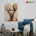 Πίνακας σε Καμβά Portrait with Golden Details