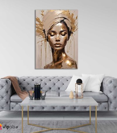 Πίνακας σε Καμβά Portrait with Golden Details