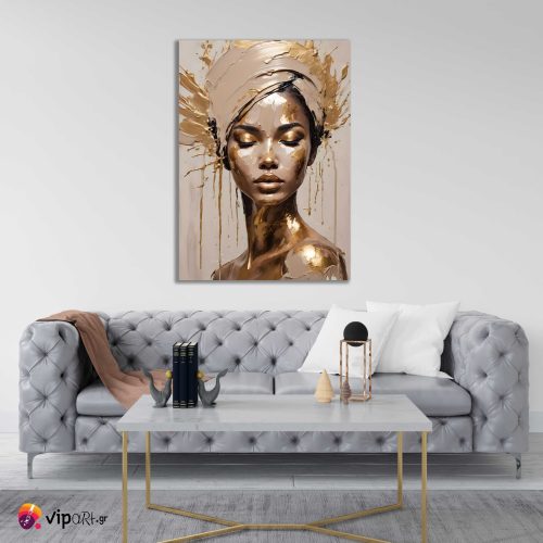 Πίνακας σε Καμβά Portrait with Golden Details
