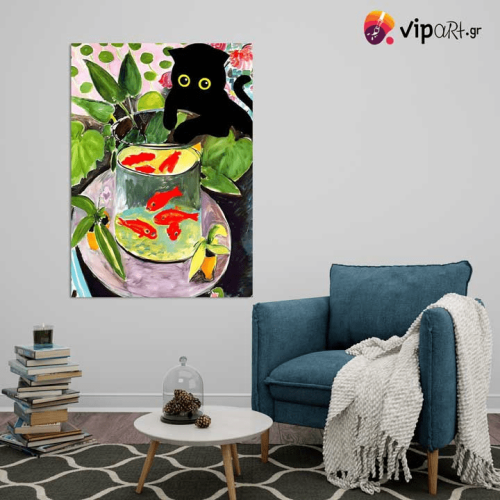 Πίνακας σε Καμβά Matisse Goldfish with Black Cat
