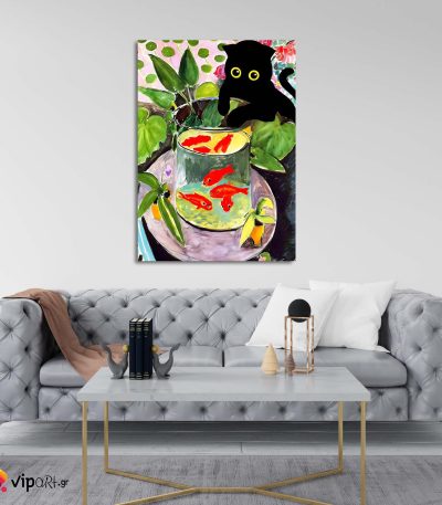 Πίνακας σε Καμβά Matisse Goldfish with Black Cat