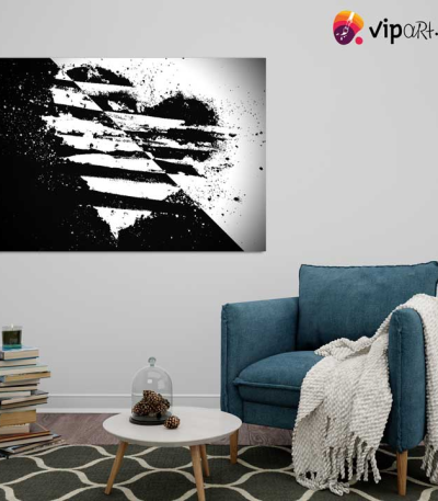 Πίνακας σε Καμβά Black & White Heart