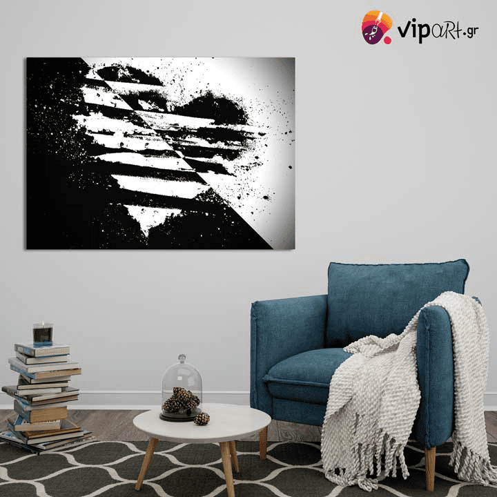 Πίνακας σε Καμβά Black & White Heart
