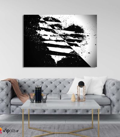 Πίνακας σε Καμβά Black & White Heart