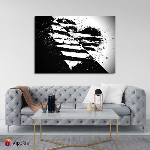 Πίνακας σε Καμβά Black & White Heart