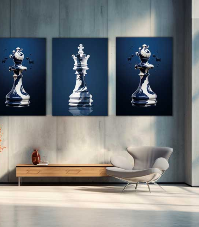 Σύνθεση Με Πίνακες Καμβάδες 60x40 - 3 Τεμάχια - Chess Pieces