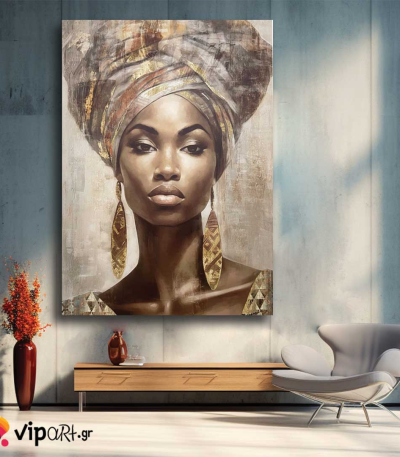 Πίνακας σε Καμβά Turban Girl with Earrings