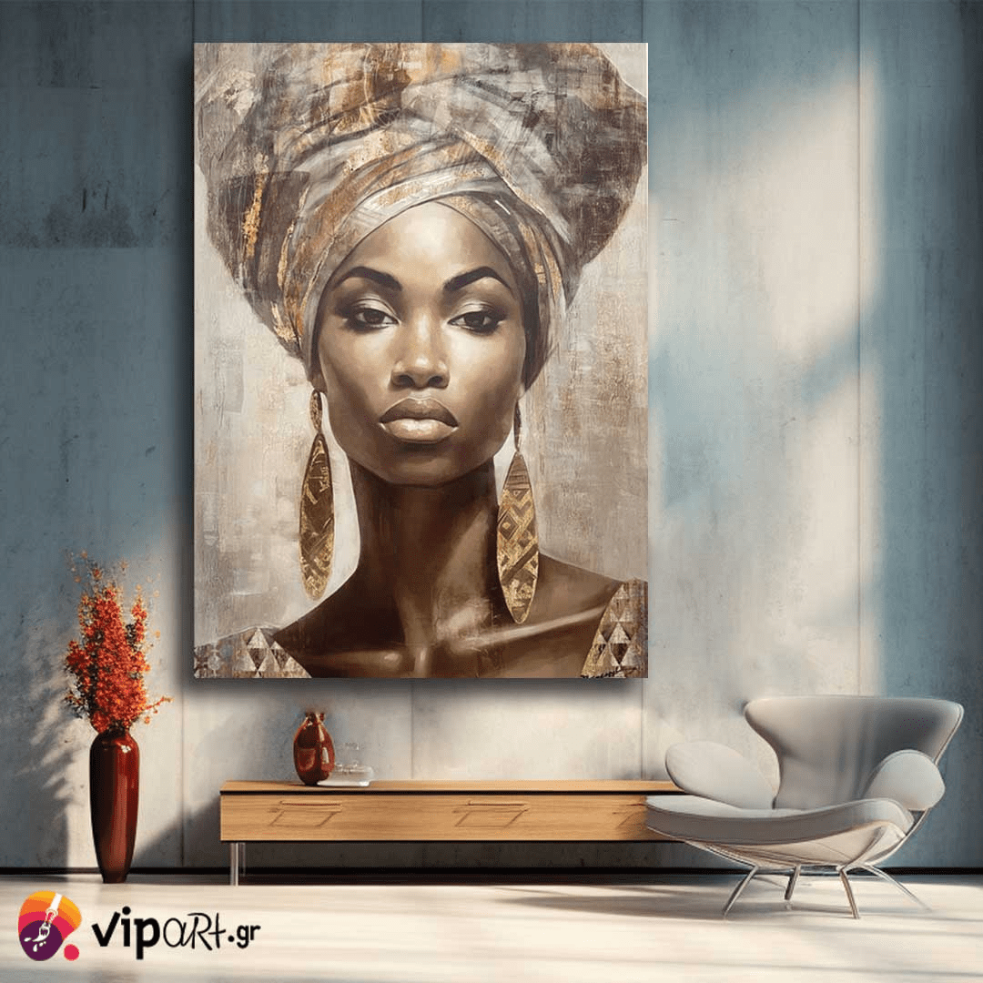 Πίνακας σε Καμβά Turban Girl with Earrings