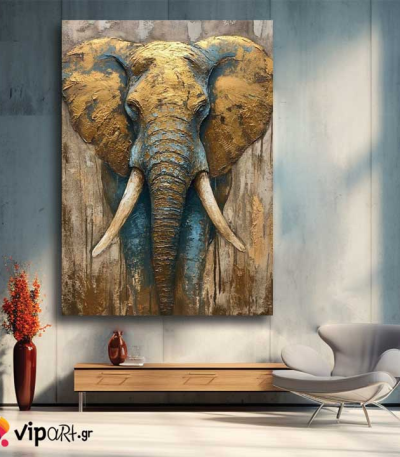 Πίνακας σε Καμβά Golden Elephant