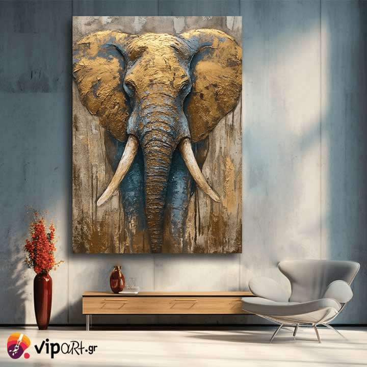 Πίνακας σε Καμβά Golden Elephant