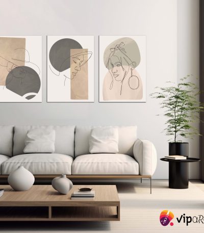 Σύνθεση Με Πίνακες Καμβάδες 30x40 - 3 Τεμάχια - Line Art Minimalism