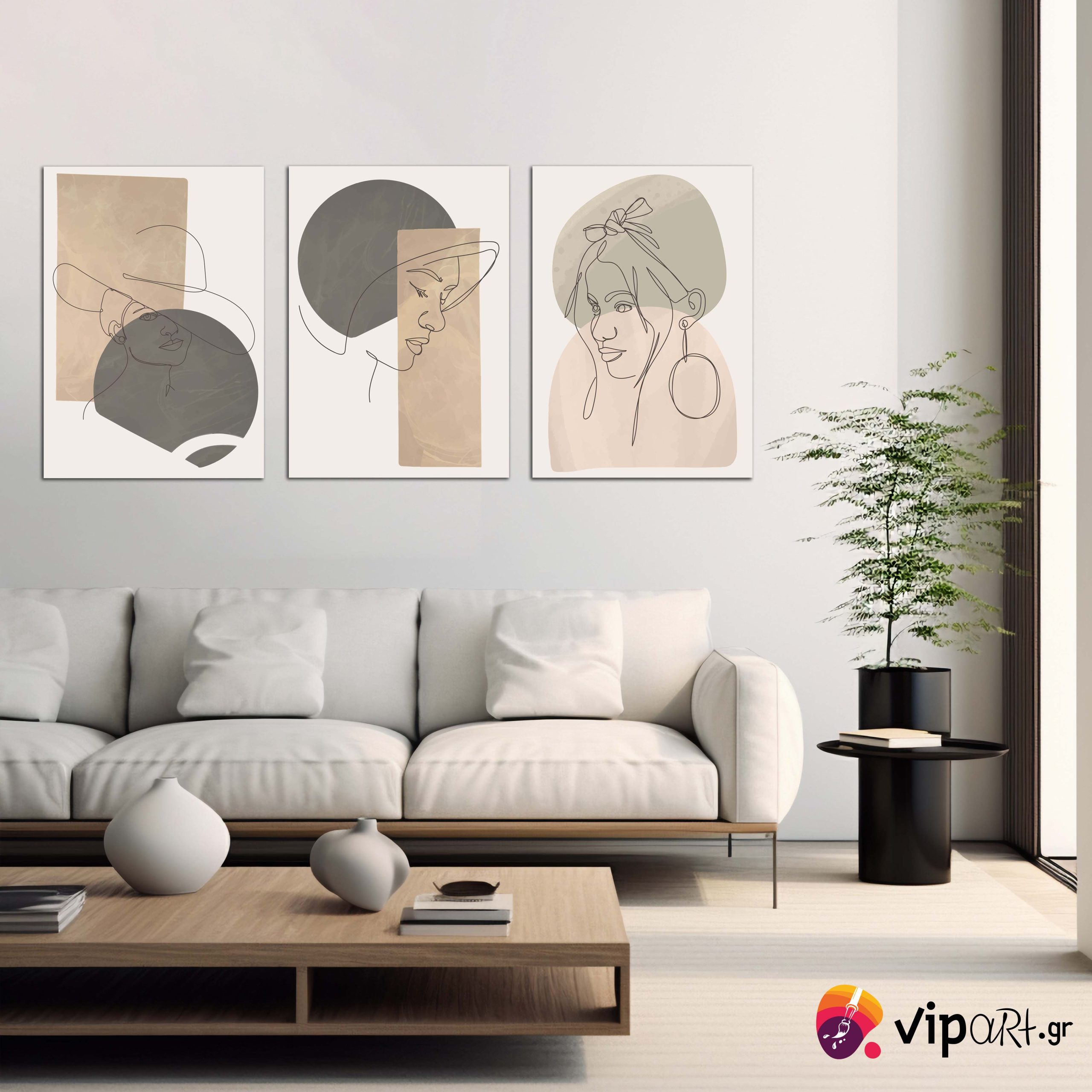Σύνθεση Με Πίνακες Καμβάδες 30x40 - 3 Τεμάχια - Line Art Minimalism