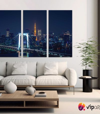 Καμβάς Τρίπτυχος Πίνακας Tokyo Cityscape